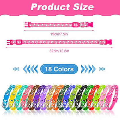 BOUMUSOE 18 Pcs Puppy Collars for Litter Adjustable Puppy Whelping Collars Soft Nylon Puppy ID Collars with Safety Quick Release Buckle for Small Medium Dogs( 19-32cm )