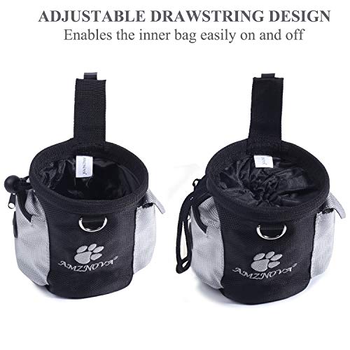 AMZNOVA Dog Treat Bag Treatnow Dog Treat Pouch, Training Pouch with Waist Belt & Clicker for Training & Walking, Waist Clip On Snack Fanny Pack for Pet, 3Cups, Black - color: Black