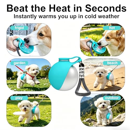 Leak Proof Portable Stainless Steel Dog Water Bottle, Flip-Top Silicone Bowl for Small Dog & Cat, Insulated Hot & Cold Retention, One-Hand Easy Use for Walking & Hiking, 10oz Blue(No Print) - color: Blue