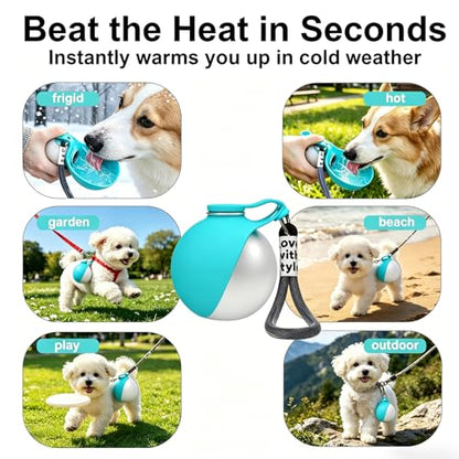 Leak Proof Portable Stainless Steel Dog Water Bottle, Flip-Top Silicone Bowl for Small Dog & Cat, Insulated Hot & Cold Retention, One-Hand Easy Use for Walking & Hiking, 10oz Blue(No Print) - color: Blue