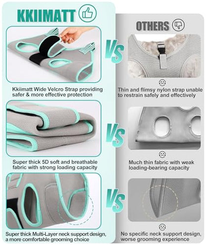 Kkiimatt XS Dog Grooming Hammock Harness, Grey, Nail Trimming, Holder, Restraint, Thick Neck Support - size: XS (14 LB Max) Silver Grey 4.5-10in