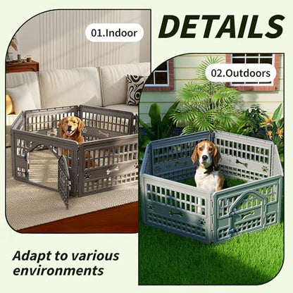 Dog Playpen Indoor,Puppy Playpen Fence Outdoor,Easy Assemble,Fold It Down,Grey Blue(4-Panel 34 * 34 * 24 inch)
