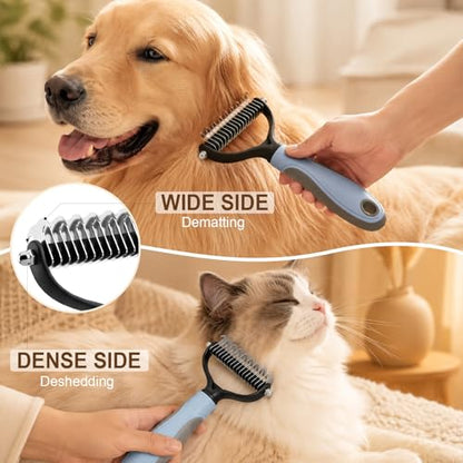 Pet Knotter for Dogs/Cats, Double Sided Pet Grooming Brush,Undercoat Rake Pets Brush for Long Hair Professional Deshedding Tool, Pets Hair Remover Shedding (Pink-L) - color: Pink-L