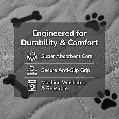 Washable Pee Pad Dog,Waterproof Puppy Training Mat, Reusable Pet Bed Pad | Heavy Absorbency 100%Waterproof Breathable Non-Slip Machine Wash Over 200 times 48×60 Pet Cage&Bed - size: 48×60 Inch(Pack of 2)