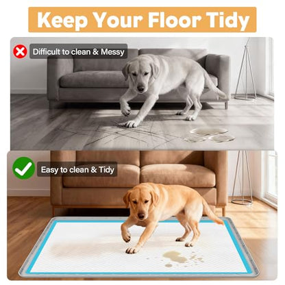 50" x35" Pee Pad Holder for Dogs Puppy Pad Holder Large Silicone Pee Tray for Dog Training Floor Protection Raised Edge Dog Potty Tray, No Pee Pads(Gray) - color: 50" X35" Gray