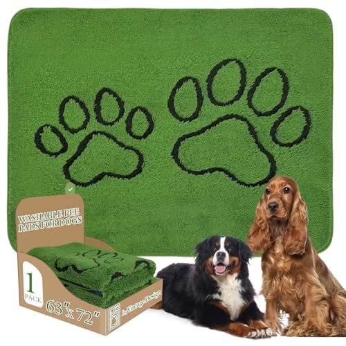 Homimp Washable Pee Pads for Dogs, 1 Pack Super Absorbent Reusable Puppy Pads,Green Long Wool Fake Grass for Potty Training, Upgrade Non-Slip and Leak-Proof,Floor,Couch,Bed and Crate,Green 63"×72" - size: 63"x72"(Pack of 1)