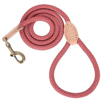 Mile High Life Dog Leash, Rope Leash with Genuine Leather Connection and Heavy Duty Metal Clasp, Great for Small Medium Large Dogs(Red,48 Inch) - color: Rope Handle-Red, size: 48 Inch-1/2"