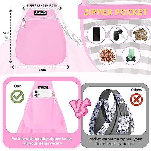 SlowTon Dog Carrier Sling - Thick Padded Shoulder Strap Adjustable Dog Carriers for Small Dogs, Puppy Carrier Purse for Pet Cat with Front Zipper Pocket Safety Belt Machine Washable (Light Pink, M) - color: G-Pink Knitted Fabric