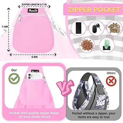 SlowTon Dog Carrier Sling - Thick Padded Shoulder Strap Adjustable Dog Carriers for Small Dogs, Puppy Carrier Purse for Pet Cat with Front Zipper Pocket Safety Belt Machine Washable (Light Pink, M) - color: G-Pink Knitted Fabric