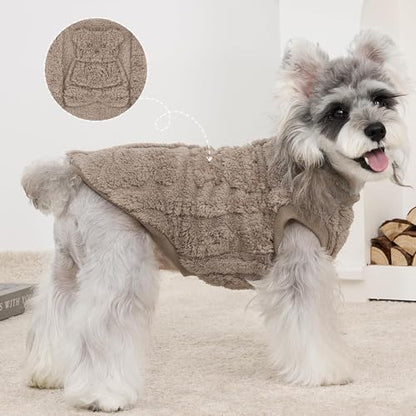 XPUDAC 3 Pack Dog Sweatshirt, Dog Winter Coat with Cute Pattens Pullover Stretchy Fleece Pet Sweater for Small Medium Dogs Girl boy-XL（Blue, Khaki, Grey - color: Blue, Khaki, Grey, size: X-Large