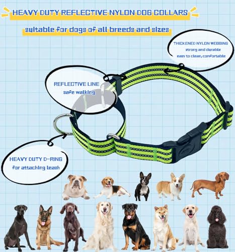 Martingale Dog Collars with Quick Release Buckle, Heavy Duty Nylon Reflective Dog Collar, NO Pull Walking Training Collar for Large, Medium, Small Dogs (Green, Small) - color: Green, size: Small