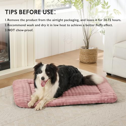 Dog Bed Mat Crate Pad for Large Dogs, Washable Soft Pet Sleeping Mat Kennel Pad with 3D Bubble Pattern, Dusty Pink, 36"x 23" - color: Dusty Pink, size: 36"L x 23"W x 1.5"Th