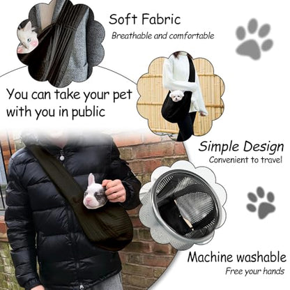 NATUYA Small Dog Carrier Sling Cat Sling-Dog Slings for Carrying Small Dogs-Adjustable Strap Hand Free Pet Puppy for Outdoor Traveling Subway (Black, Canvas) - color: Black