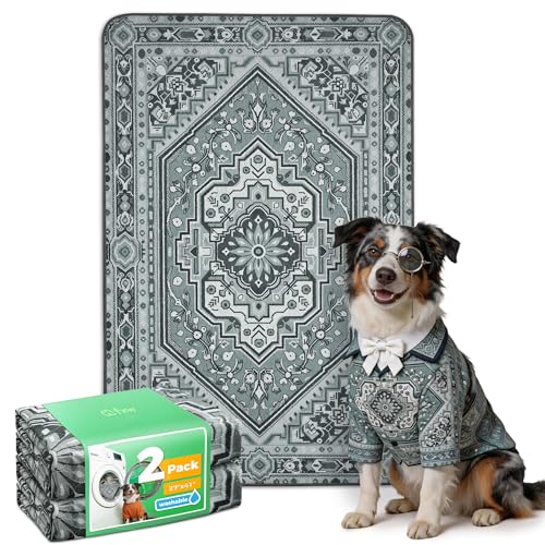 FXW Washable Pee Pads for Dogs, Puppy Pads with Super Absorbent, Specifically Designed for 42inch Cages, 27" x 41" Rectangle, Boho Grey, 2 Packs - color: Boho Grey, size: 27" x 41" (2 Packs)