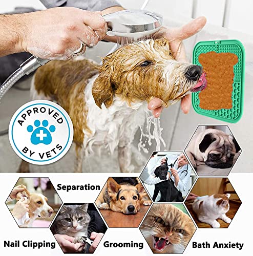 Dog Licking Mat, 3 Pcs Large Licking Mat for Dogs with Suction for Anxiety, Peanut Butter Dog Licking Mat Slow Feeder Dispensing Treater Lick Pad for Dogs Cats Grooming Bathing and Training - color: Yellow&Green&Blue
