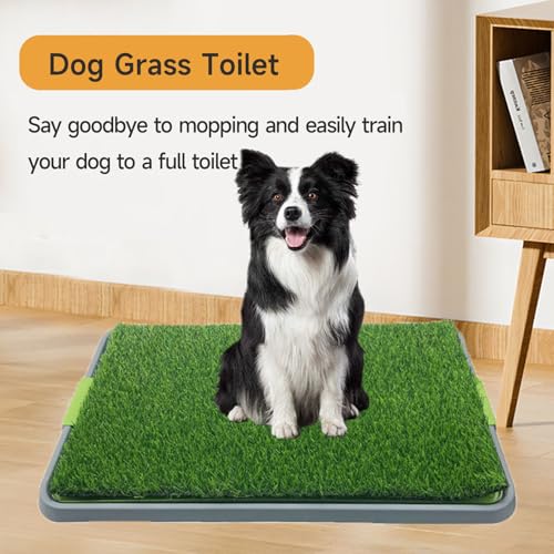 Dog Grass Pad with Tray Artificial Grass Potty Pad for Dogs Indoor/Outdoor Puppy Potty Training with Drainage System,Non-Slip Base & Realistic Turf Mat for Balcony,Patio,Apartment Use(26.7"*16.7")