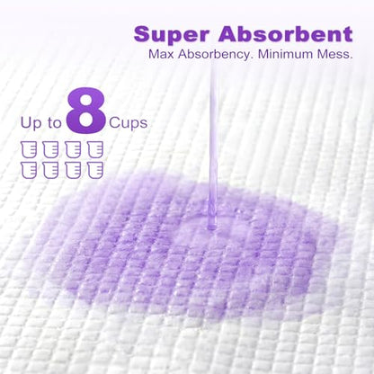 MIZOK Puppy Pads 28x34in Lavender Scented, Dog Pee Pads Extra Large Odor Eliminating Ultra Absorbent Up to 8 Cups, 6 Layers Leak-Proof & Quick-Dry Purple (40 Counts) - size: Large 28"x34“ 40 Count
