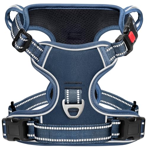 Timos Dog Harness Small Sized, No Pull Pet Harness with Neck Lockable Snap,No Choke Front Clip Dog Reflective Vest,Adjustable Metal Rings 3 Buckles,Easy Control Handle for Small Dogs Royal Blue S - color: Lock Royal Blue, size: Small (Pack of 1)