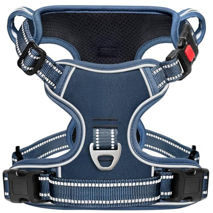 Timos Dog Harness Small Sized, No Pull Pet Harness with Neck Lockable Snap,No Choke Front Clip Dog Reflective Vest,Adjustable Metal Rings 3 Buckles,Easy Control Handle for Small Dogs Royal Blue S - color: Lock Royal Blue, size: Small (Pack of 1)