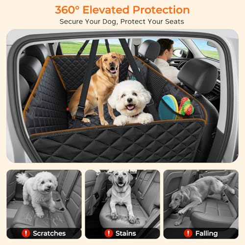 URPOWER 2026 Upgraded Dog Back Seat Extender for Full Size Crew Cab Truck - Large Hard Bottom Dog Car Seat Cover Holds 550lbs, Waterproof Dog Hammock Pet Bed with High-Density Foam Non-Slip - color: Black, size: XL - Full Size Crew Cab Truck