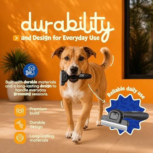 Be Best Pets Deshedding Brush for Dogs & Cats – Pet Undercoat Rake for Heavy Shedding - Professional Pet Grooming Tool for Removes Loose Fur and Thick Double Coat Pets