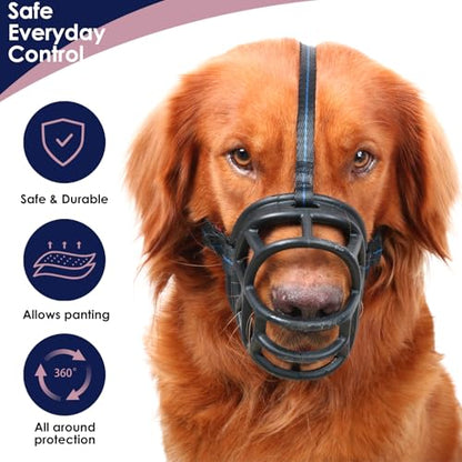 Mayerzon Basket Dog Muzzle for Small Medium Large Dogs, Breathable Silicone Muzzle for Anti-Biting and Anti-Chewing with Soft Padded and Adjustable Head Strap Allows Drinking(#2) - size: Size2-Snout 8.5-10.25 in