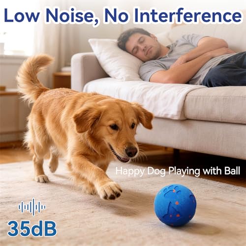 Smart Interactive Dog Toy Ball, Automatic Moving Rolling & Bouncing, Motion Activated E-TPU Dog Ball, Waterproof Chew Resistant for Medium & Large Dogs (Blue) - color: Blue