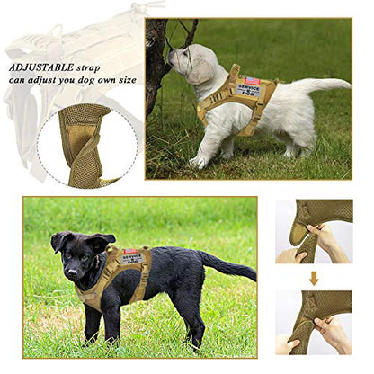 Tactical Service Dog Vest Harness for Medium Large Dog, Military K9 Training Dog Vest with Molle and Loop Panels Adjustable Tactical Puppy Harnesses with Handle (S, Khaki) - color: Khaki, size: Small (Pack of 1)