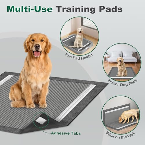 MIZOK Pee Pads for Dogs Charcoal, 28x30in Large Wee Wee Pads for Dogs, Superior Odor Protection, Super Absorbent & Leak-Proof, Puppy Pads with Adhesive Tabs, Thick & Heavy (40 Count) - size: Large 28"x30" 40 Count