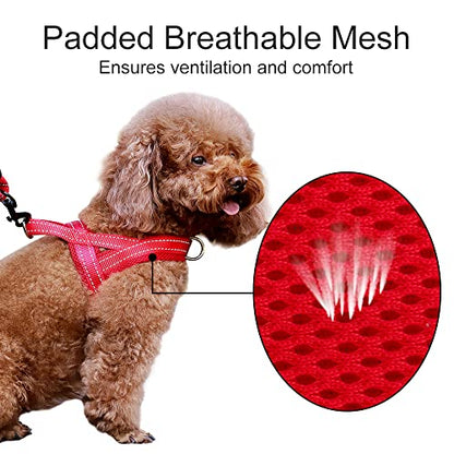 Plutus Pet No Pull Dog Harness with Breathable Mesh Padded, Adjustable Reflective Escape Proof Dog Harness, Quick Fit Dog Vest Harness for Small Medium Large Dogs(XXS, Red) - color: Red, size: XXS: chest 11.8"-15"