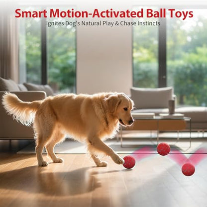 Dog Toys for Small Medium Dog to Keep Them Busy, Interactive Dog Toys, Automatic Moving Bouncy Dog Balls 3-Modes with Lights, Motion Activated Rolling Dog Balls, Mental Stimulation (Red Ballshell) - color: Red Ballshell