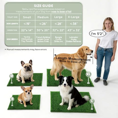 HQ4US 4LEGS Artificial Grass, Dog Pee Grass Pads for Dogs Potty, Odor Free Fake Grass for Dogs Large 32’’×22’’ with Countless Drainage Holes, Dog Potty Grass Hemmed Edge Realistic - size: L for Dog＜ 28" Length