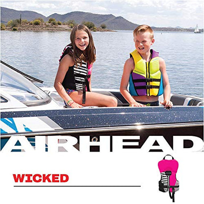 Airhead Wicked Kwik-Dry NeoLite Flex Life Jacket for Kids - USCG Approved Life Vest for Youth, Child & Infant, Watersports Vest for Boating, Tubing & Swimming, Hot Pink - size: Infant (Under 30 Lbs)