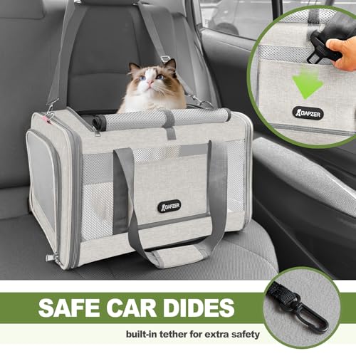 GAPZER Cat Carrier American Airline Approved 18x11x11, Top Opening Sturdy Soft Pet Carrying Bag See Through, Mini Dog Hard Bottom Crate Kennel Case, 4-Side-Ventilation Mesh Cage Toy Poodle Biege - color: Beige