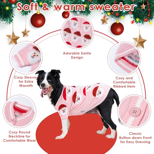 LUBOT NEW Ugly Christmas Sweaters for Puppy Cute Funny Wintertime and Holiday Parties Knitted Pullover Sweater Santa Small Dog Pink Santa Cardigan Small - color: Pink Santa Cardigan, size: Small