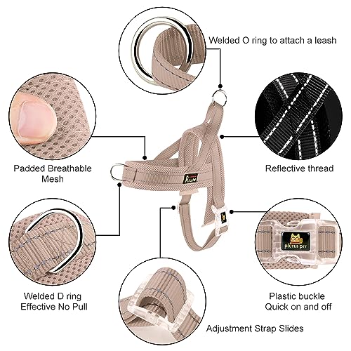 Plutus Pet No Pull Dog Harness with Breathable Mesh Padded, Adjustable Reflective Escape Proof Dog Harness, Quick Fit Dog Vest Harness for Small Medium Large Dogs(XXS, Beige) - color: Beige, size: XXS: chest 11.8"-15"