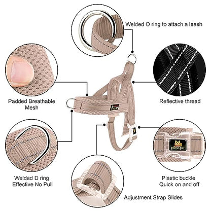 Plutus Pet No Pull Dog Harness with Breathable Mesh Padded, Adjustable Reflective Escape Proof Dog Harness, Quick Fit Dog Vest Harness for Small Medium Large Dogs(XXS, Beige) - color: Beige, size: XXS: chest 11.8"-15"