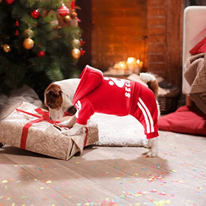 Dog Hoodie Security Clothes 4 Legs Jumpsuit Sweatshirt Hoodies Soft & Warm Dog Outfit Pullover Dog Winter Clothes Sweater for Small Medium Large Dogs Cats (Red, X-Small) - color: Red, size: X-Small