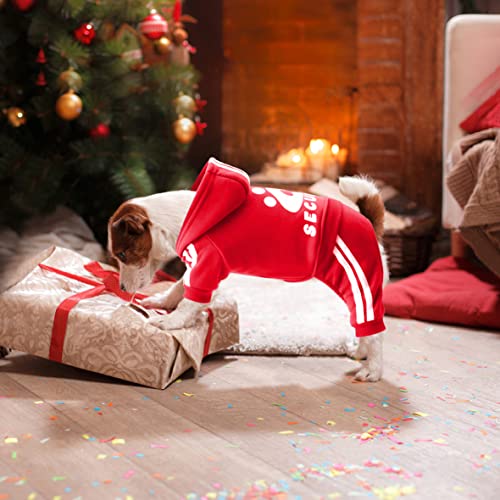 Dog Hoodie Security Clothes 4 Legs Jumpsuit Sweatshirt Hoodies Soft & Warm Dog Outfit Pullover Dog Winter Clothes Sweater for Small Medium Large Dogs Cats (Red, Small) - color: Red, size: Small