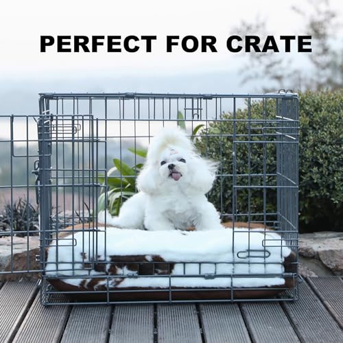 Bedfolks Waterproof Crate Bed, Plush Dog Kennel Pad with Removable Washable Cover, Faux Fur for Small Dogs & Cats, 21"x13", Cow Print - color: Cow Print, size: X-Small(21x13'')
