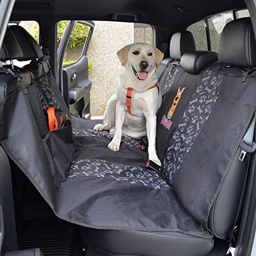 BDK Scooby Doo Waterproof Dog Car Seat Cover for Back Seat, Full Hammock Style – Heavy Duty Black Oxford Automotive Rear Bench Seat Cover for Dogs, Interior Covers for Auto Truck Van SUV - color: Bench Hammock Black