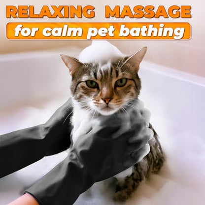 Cat and Dog Shampoo Gloves with 3000 Soft Bristles – 2-in-1 Dog Bath Gloves 11.6", Durable Silicone, Saves Shampoo | Massage, Grooming & Clean Wet or Dry – Made for Every Breed and Coat Style (Black) - color: Black