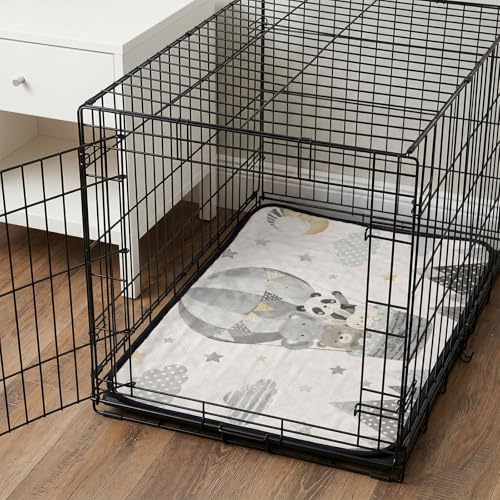 Panda Elephant Hot Air Balloon Washable Pee Pads for Dogs, Charcoal Gray Silver Reusable Puppy Pad Waterproof & Non-Slip, Multi-Use Potty Training Mat for Crates, Indoor, Outdoor 24"x18" - size: 24"x18"