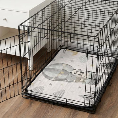 Panda Elephant Hot Air Balloon Washable Pee Pads for Dogs, Charcoal Gray Silver Reusable Puppy Pad Waterproof & Non-Slip, Multi-Use Potty Training Mat for Crates, Indoor, Outdoor 24"x18" - size: 24"x18"