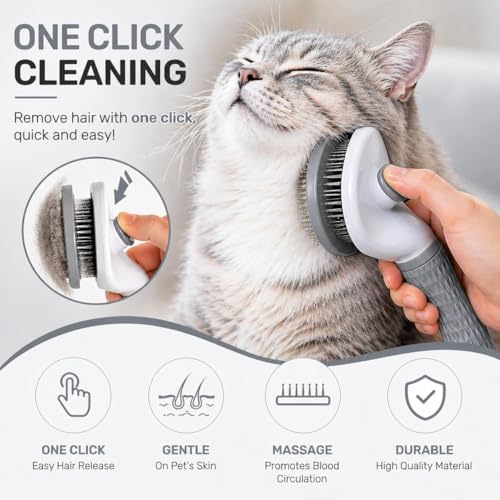 Pet Grooming Deshedding Brush, Self-Cleaning Massaging Brush for Dogs and Cats, Short and Long Hair (Rray) - color: Rray