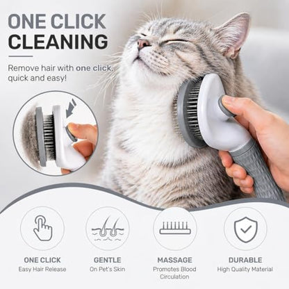 Pet Grooming Deshedding Brush, Self-Cleaning Massaging Brush for Dogs and Cats, Short and Long Hair (Rray) - color: Rray