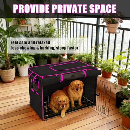 48-Inch Black Dog Crate Cover – Light-Blocking Protective Cover with Roller Shades, Sound-Dampening Sunshade for Wire Kennels, Features Breathable Side Window (Cover Only) - color: Black, size: 48.0"L x 30.0"W x 33.0"H