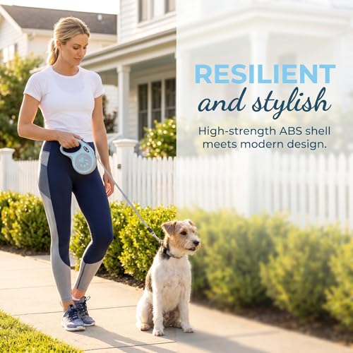 2Pack Retractable Dog Leash for Small Medium Dogs One-Click Brake & Lock Anti-Slip Ergonomic Handle 360° Tangle-Free Zinc Alloy Hook Durable ABS Casing-9.84feet Blue - color: Blue, size: 2