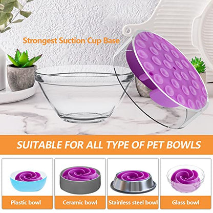 Slow Feeder Dog Bowls Insert, Animire Soft Silicone Slow Eating Dog Food Bowl for Small, Medium and Large Dogs, Compatible with Regular and Elevated Bowls - color: Purple, size: S