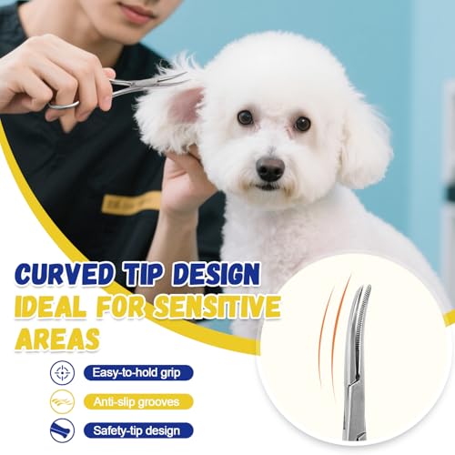 Dog Ear Hair Removal Kit – Ear Powder, Safety Round Tip Scissors & Locking Tweezers – At-Home Grooming Set for Hair Plucking, Wax Removal & Odor Control – Ideal for Poodles & Doodles - size: 3-pack